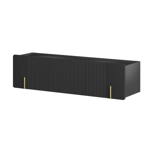 Szafka RTV Malmi 150 cm wisząca - czarny mat / złoty